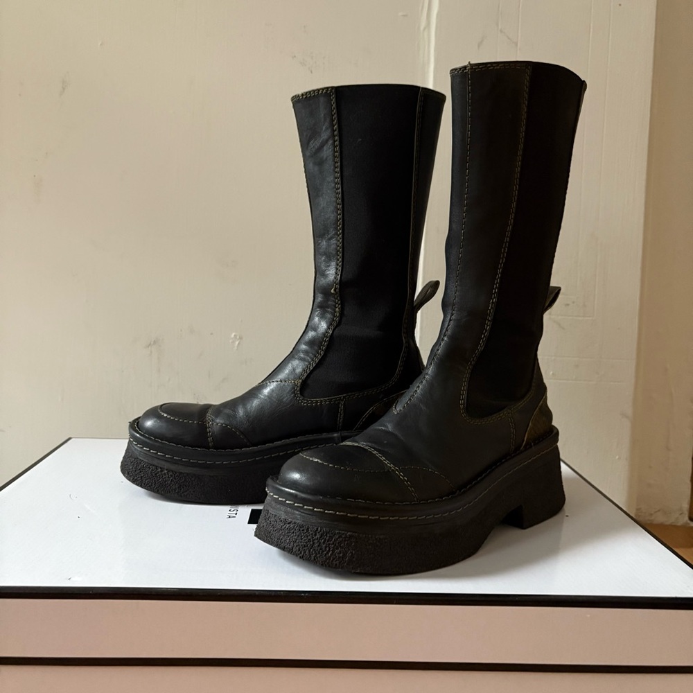 Miista Mae Black Leather Platform Boots
